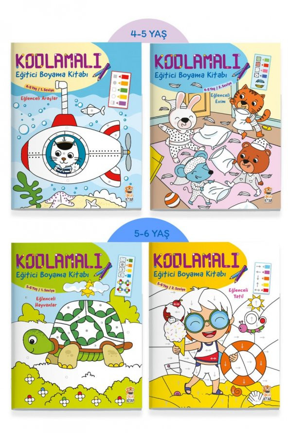 Kodlamalı Eğitici Boyama Seti (4 Kitap) ürün görseli 1