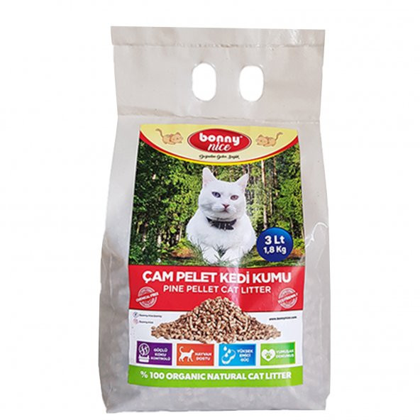 Bonny Nice Doğal Kedi Kumu Çam Pellet 2 kg 4 l ürün görseli 1