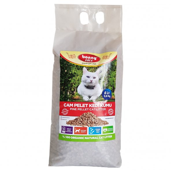 Bonny Nice Doğal Kedi Kumu Çam Pellet 3.6 kg 7 l ürün görseli 1