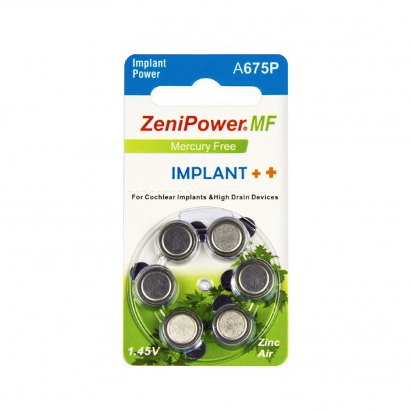 Zenipower İmplant Pili Koklear-Cochlear A675P 6 Adet ürün görseli 1