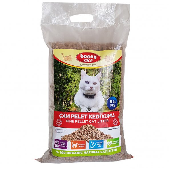 Bonny Nice Doğal Kedi Kumu Çam Pellet 5 kg 10 l ürün görseli 1