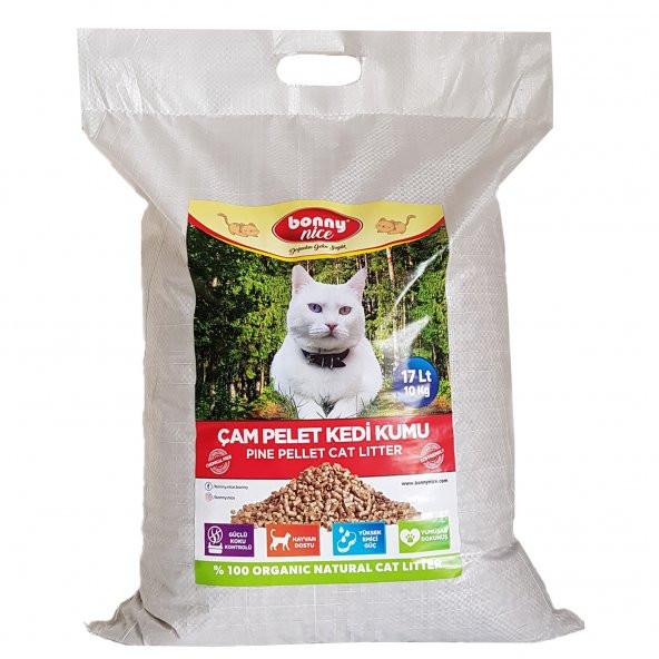 Bonny Nice Doğal Kedi Kumu Çam Pellet 10 kg 20 l ürün görseli 1