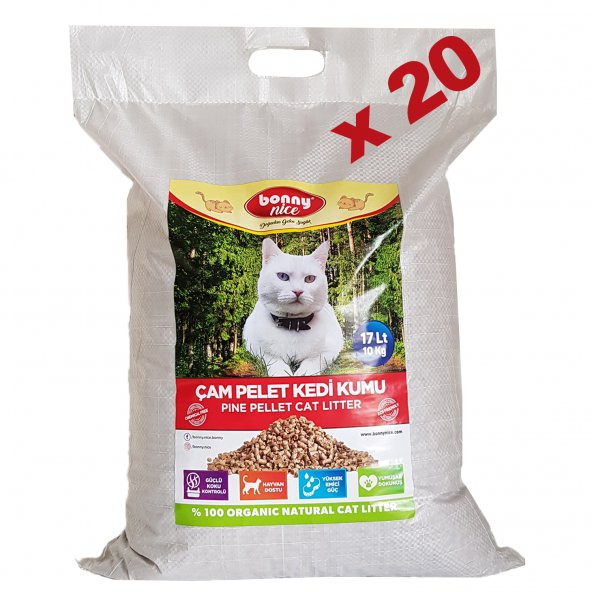 Bonny Nice Doğal Kedi Kumu Çam Pellet 10 kg 20 l x 20 Paket ürün görseli 1