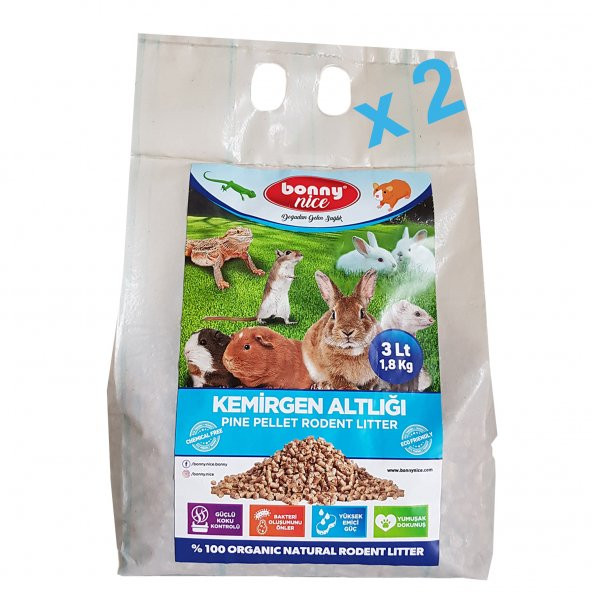 Bonny Nice Doğal Çam Pelet Tavşan Altlığı 2 kg 4 l x 2 Paket ürün görseli 1