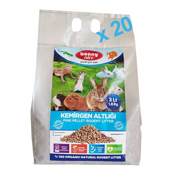 Bonny Nice Doğal Çam Pelet Hamster Altlığı 2 kg 4 l x 20 Paket ürün görseli 1