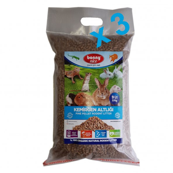 Bonny Nice Doğal Çam Pelet Tavşan Altlığı 5 kg 10 l x 3 Paket ürün görseli 1