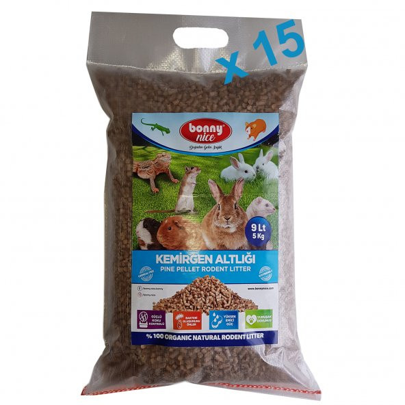 Bonny Nice Doğal Çam Pelet Hamster Altlığı 5 kg 10 l x 15 Paket ürün görseli 1