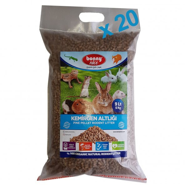 Bonny Nice Doğal Çam Pelet Ginepig Altlığı 5 kg 10 l x 20 Paket ürün görseli 1