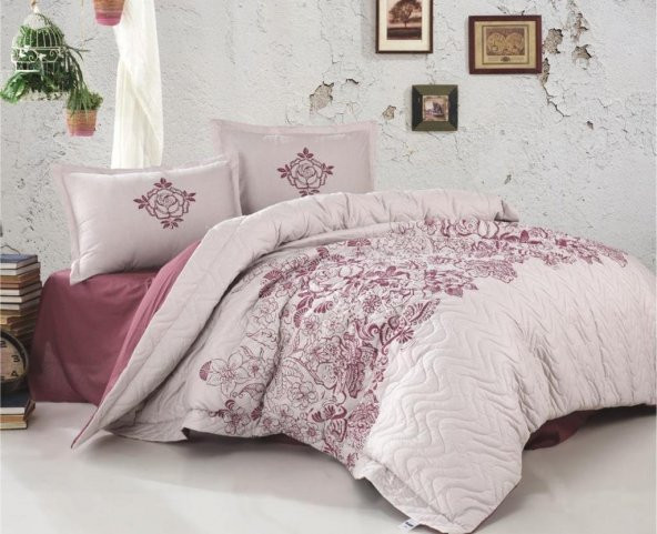 Clasy Çift Kişilik Dört Mevsim Set  Mandora Gül Kurusu - Resim 2