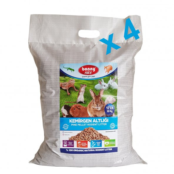 Bonny Nice Doğal Çam Pelet Tavşan Altlığı 10 kg 20 l x 4 Paket ürün görseli 1