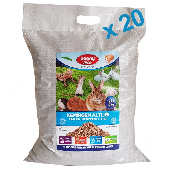 Bonny Nice Doğal Çam Pelet Hamster Altlığı 10 kg 20 l x 20 Paket ürün görseli 1