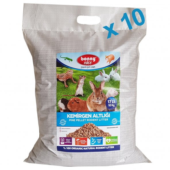Bonny Nice Doğal Çam Pelet Ginepig Altlığı 10 kg 20 l x 10 Paket ürün görseli 1