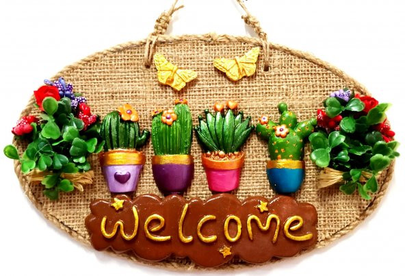 Çiçeklerin Büyüsü Welcome Yazılı Kapı ve Duvar Süsü ürün görseli 1