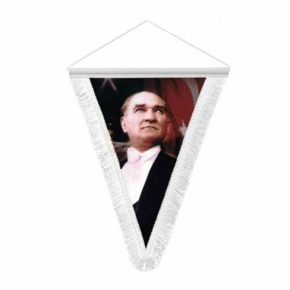 Ay Yıldız - Atatürk Resmi Üçgen Hatıra Bayrağı ürün görseli 1