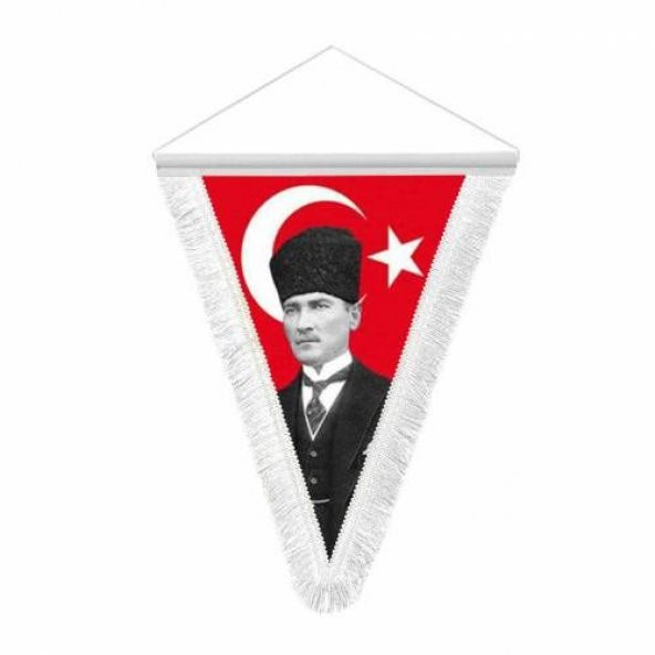 Üçgen Bayrak-Kalpaklı Atatürk- Türk Bayrağı ürün görseli 1