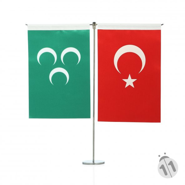 Osmanlı ve Türk Bayrağı Masa Bayrak Takımı(Dikey) ürün görseli 1