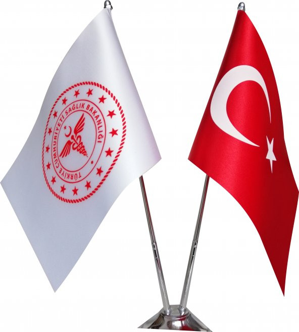 Sağlık Bakanlığı ve Türk Bayrağı İkili Masa Bayrak Takımı ürün görseli 1