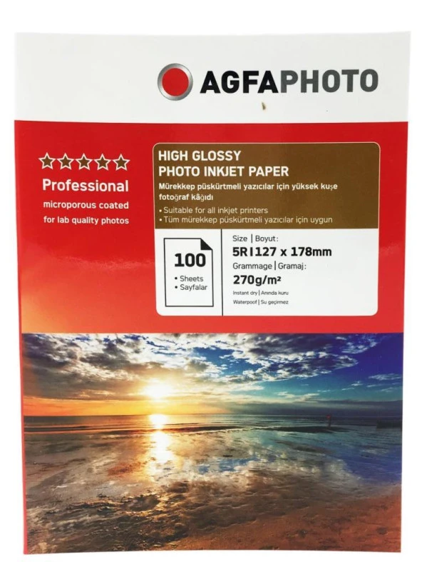 Agfa Photo 270gr  5R (13x18) Parlak İnkjet Kağıt ürün görseli 1