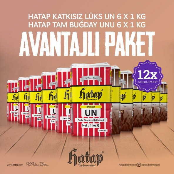 Hatap Lüks Un 6 x 1 KG + Tam Buğday Unu 6 x 1 KG Avanatajlı Paket ürün görseli 1