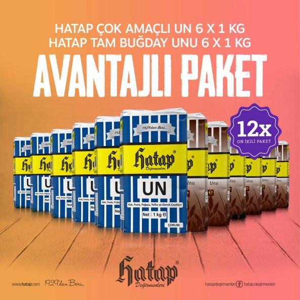 Hatap Çok Amaçlı Un 6 x 1 KG + Tam Buğday Unu 6 x 1 KG Avanatajlı Paket ürün görseli 1