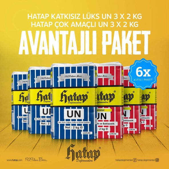 Hatap Lüks Un 3 x 2 KG + Çok Amaçlı Un 3 x 2 KG Avanatajlı Paket ürün görseli 1