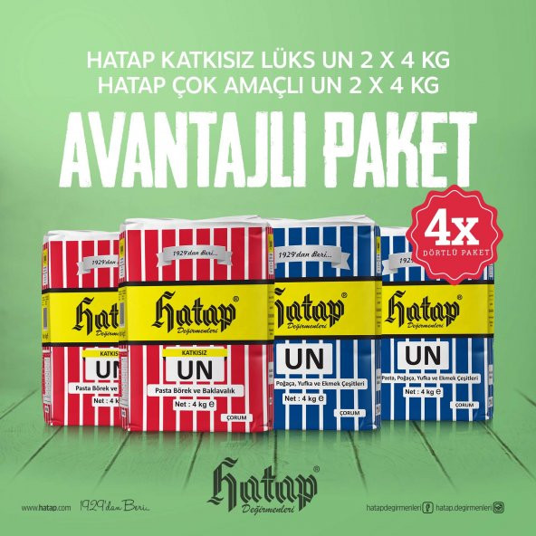 Hatap Katkısız Lüks Un 2 x 4 KG + Çok Amaçlı Un 2 x 4 KG Avantajlı Paket ürün görseli 1