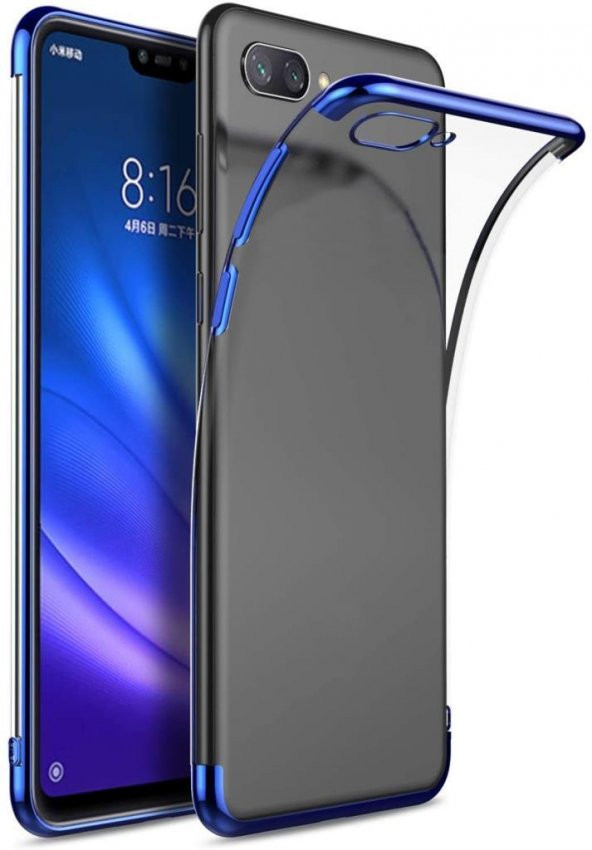 Realme C2 Kılıf Köşeleri Renkli Kamera Çıkıntılı Şeffaf Silikon ürün görseli 1