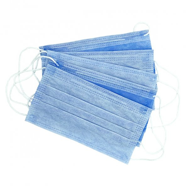 3 KATLI TELLİ CERRAHİ MASKE 5 ADET MAVİ - Resim 2