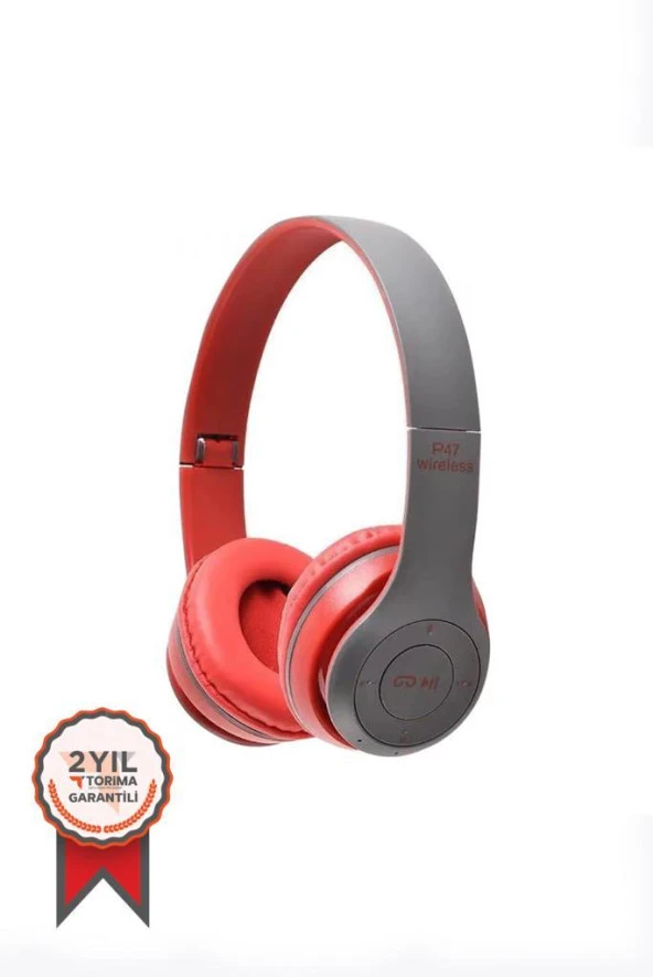 Torima P47 Extra Bass Wireless Bluetooth Kulaklık 5.0+Edr Fm Radyo Kırmızı ürün görseli 1