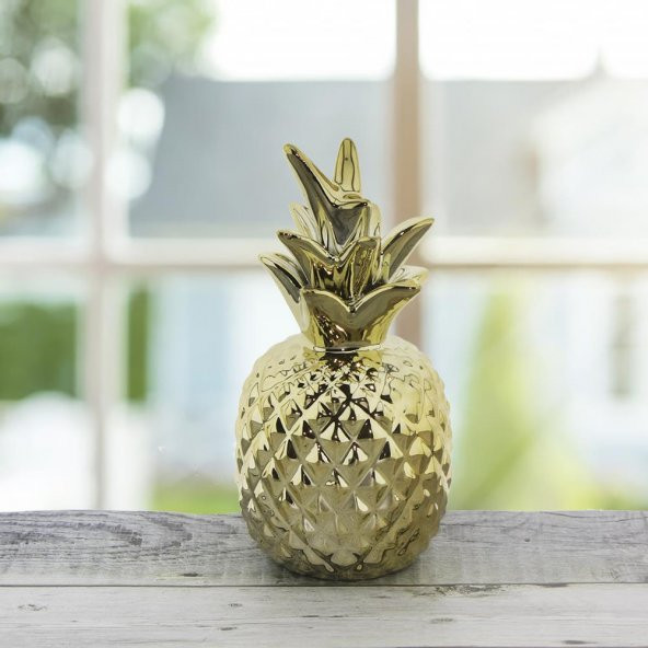 7x15cm Ananas Metalize Dekor Biblo - Resim 5