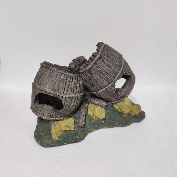 İkili Fıçı Akvaryum Aksesuarı Dekoru 26x19 Cm ürün görseli 1