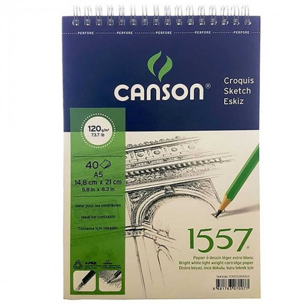 Canson Teknik Resim Defteri Blok Üstten Spiralli 40 YP A5 120 GR FCNS12040A5US ürün görseli 1