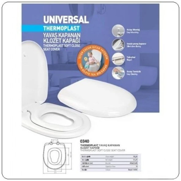 Nkp Universal Çocuk Adaptörlü Yavaş Kapanır Klozet Kapağı 0340 ürün görseli 1