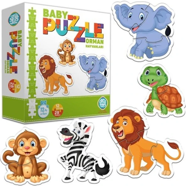 AteşTech Baby Puzzle Orman Hayvanları - 12 Hayvan - 1+ Yaş ürün görseli 1