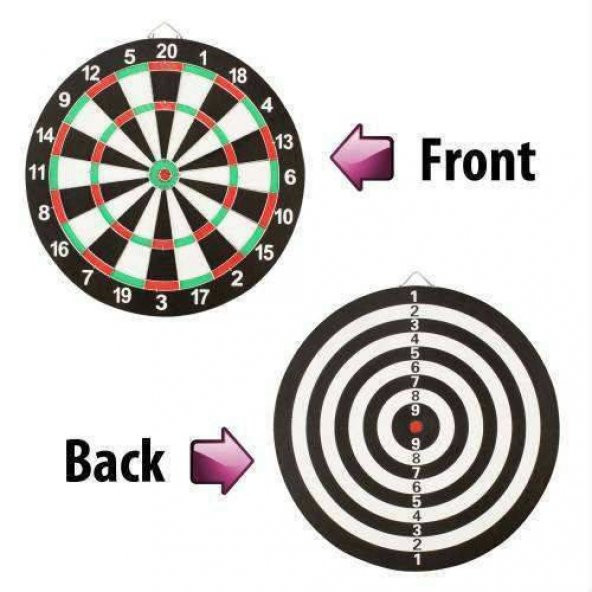 4 OKLU ÇİFT TARAFLI DART TAHTASI OYUN SETİ 12'' ürün görseli 1