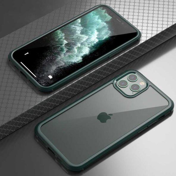 Apple iPhone 11 Pro Max Kılıf  Evastore Dor Silikon Temperli Cam Kapak ürün görseli 1