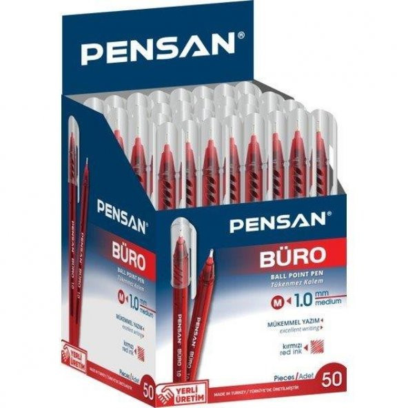 PENSAN TUKENMEZ KALEM BURO 1mm KIRMIZI 50 LI(2270) ürün görseli 1