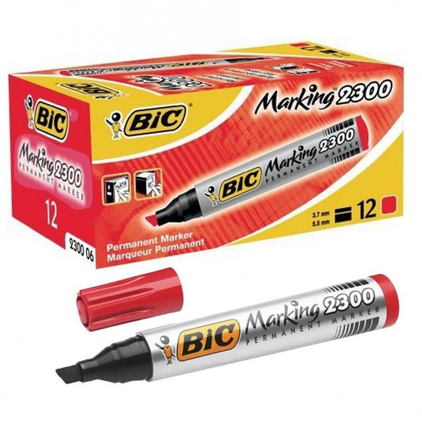 BIC PERMANENT MARKER 2300 KES.UC KIRMIZI 12LI KUTU ürün görseli 1