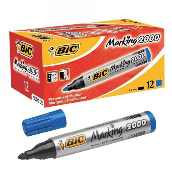 BIC PERMANENT MARKER 2000 MAVI 12 LI KUTU - Resim 2