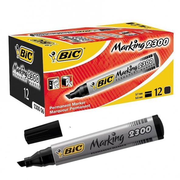 BIC PERMANENT MARKER KESIK UC 2300 SIYAH 12LI KUTU - Resim 2