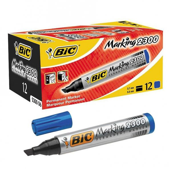 BIC PERMANENT MARKER KESIK UC 2300 MAVI 12 LI KUTU ürün görseli 1