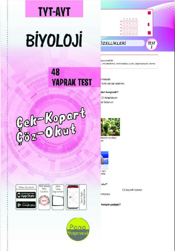 Pano TYT-AYT Biyoloji Yaprak Testleri (48 Adet) Çek Kopart ürün görseli 1