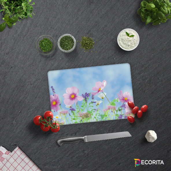 DECORITA Cam Kesme Tahtası - Menekşe Desen ürün görseli 1