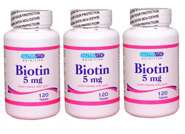 Nutrivita Nutrition Biotin 5 mg 120 Tablet 3 Adet ürün görseli 1