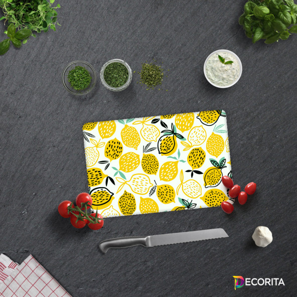 DECORITA Cam Kesme Tahtası- Sarı Limonlar ürün görseli 1