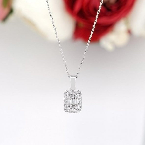 Baget Zirkon Taşlı Gümüş Bayan Set - Resim 6