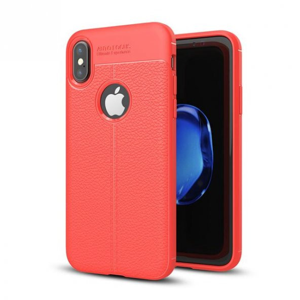 Teleplus iPhone XS Kılıf Deri Dokulu Silikon - Resim 3