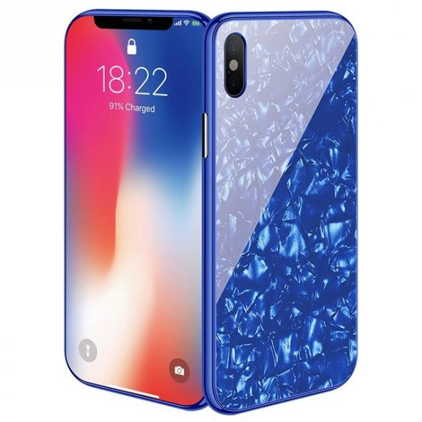Teleplus iPhone XS Kılıf Mıknatıslı Desenli Ebruli Sert Kapak - Resim 5