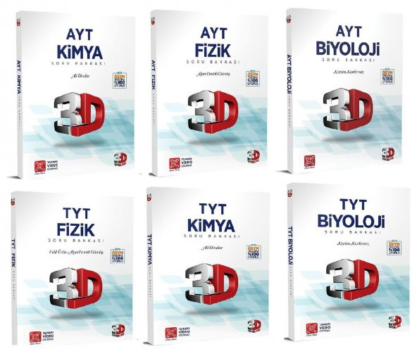 3D Yayınları 2024 Tyt Ayt Fizik Kimya Biyoloji Soru Bankası Seti ürün görseli 1