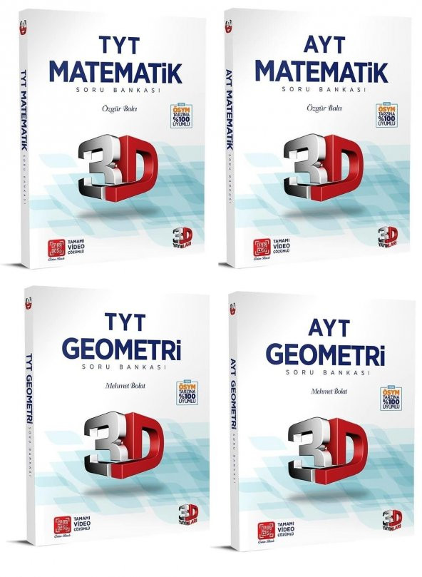 3D Yayınları Tyt Ayt Matematik Geometri Soru Bankası Seti 2023 ürün görseli 1
